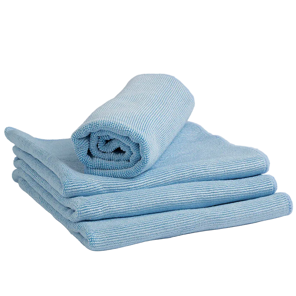 Set of blue microfiber cloths