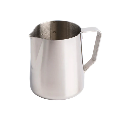 600ml Stainless steel milk pitcher on a clear background
